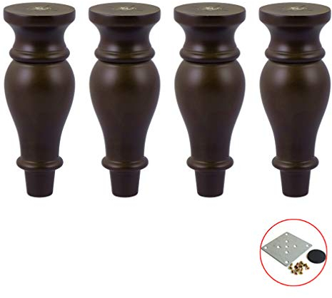 WYRMB Massivholz-Möbelbeine, Sofabeine, Couchtischbeine, Ersatzbeine für TV-Schrank, DIY-Möbelprojekt, mit Montagezubehör, Kürbistyp, antike Farbe, 4er-Set (7,1 Zoll/18 cm)