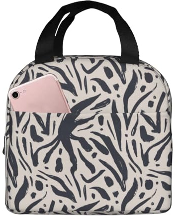 Loncheras aisladas para hombres y mujeres, trabajo, patrón abstracto de líneas de puntos, bolsa térmica suave aislada para viajes, resistente al agua, lonchera pequeña para adultos, para hombres y