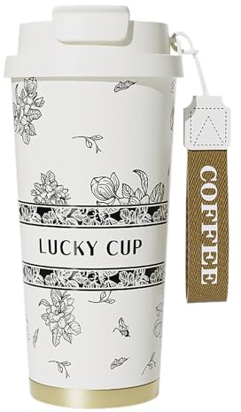 EACHPT Thermobecher 500ml Doppelwand Isoliert Edelstahl Kaffeebecher To Go, Auslaufsichere Kaffeetasse Mit Faltstroh Für Heiße Und Kalte Getränke