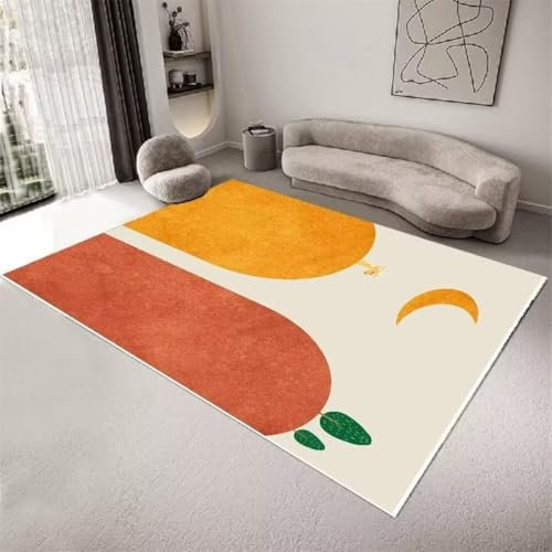 Xiaosua Teppich Kurzflor140x200CM Küchenteppich Waschbar maschinenwaschbar Stilvoller, moderner, minimalistischer, waschbarer orange