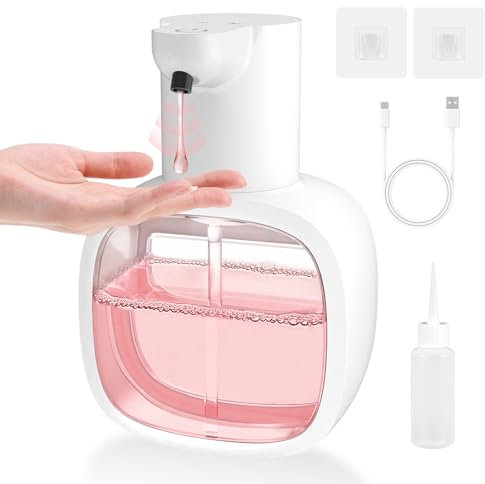 Dalugo - Distributeur de savon automatique - Rechargeable par USB C - 500 ml - Distributeur de savon électrique avec capteur - Réglable - Blanc - Pour cuisine, salle de bain