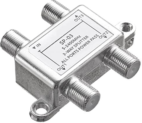 Mcclellanty 3 Way Coaxial Cable Splitter 5-2400MHz Works with CATV, STB Box, Satellite, Antenna System, Broadband Internet, Network