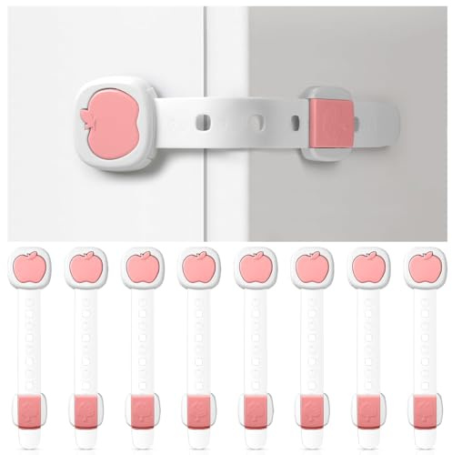 8 Pezzi Sicurezza Cassetti Bambini, Bambini Chiusure Sicurezza per Armadietto,Cassetto,Armadio,Frigorifero, Blocca Cassetti per bambini con Potente Adesivo Nessun Trapano Necessarioc (Rosa)
