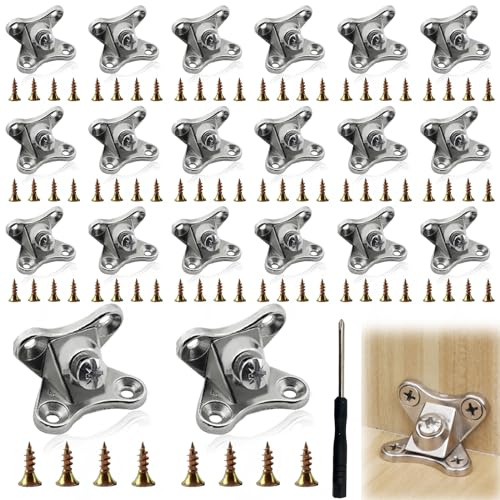 20 puntales de esquina extraíbles: puntal de esquina de mariposa con 80 tornillos de acero inoxidable y 1 destornillador, conector de esquina en forma de L para muebles de madera