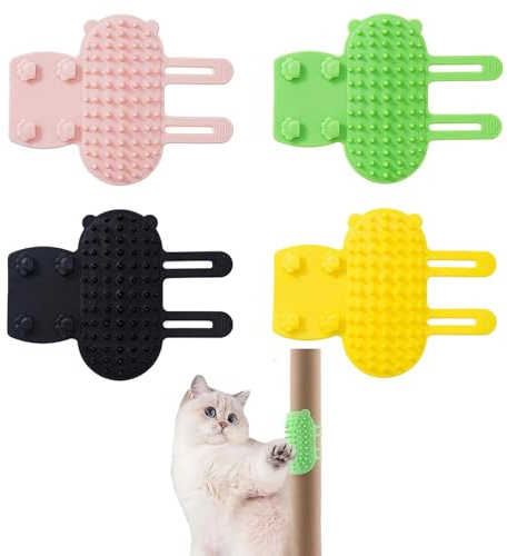 Självrengörande kattborster, 4 stycken, silikon, kattvård, massage, hårborste, hundhusdjur, rephandskar, klätterställning, håravfallshandske