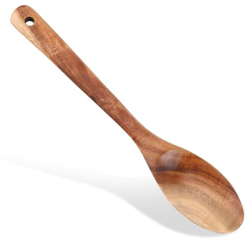 Holzlöffel, Kochlöffel aus Holz, 30.5cm Langer, 100% Akazienholz Naturbehandelt Bratlöffel Kochbesteck, Natürlich behandeltes Braten und Kochbesteck, Langlebiger Holzlöffel für die Küche