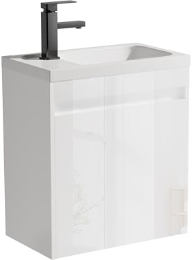 UEV Waschtisch mit Unterschrank 50,5cm, Gäste-WC Waschtisch, Weiß | Waschbecken mit Unterschrank, Waschtischunterschrank hängend, Waschplatz, Badmöbel Set für Badezimmer