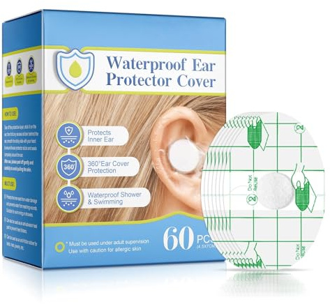 Waterproof Ear Protector Covers for Shower & Swimming, Soft Breathable Ear Covers with Absorbent Cotton, Universal Size for Daily Use