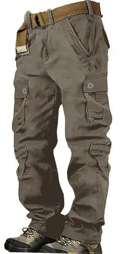 Pantalones de bombero para hombre, de protección de visión, pantalones de trabajo, reflectantes, cintura elástica, con bolsillos laterales, elásticos, pantalones cargo elásticos, resistentes al agua
