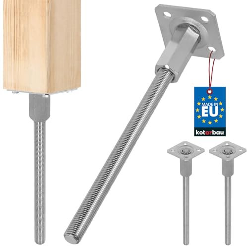 KOTARBAU® 2 Stk. Pfostenträger Höhenverstellbar 80x330mm verzinkt Stahl Bodenanker Pfostenträger Pfostensockel Stabil Stützfuß Pfostenschuh Vertikal verstellbarer Stahlanker für Gartenlauben und Zäune