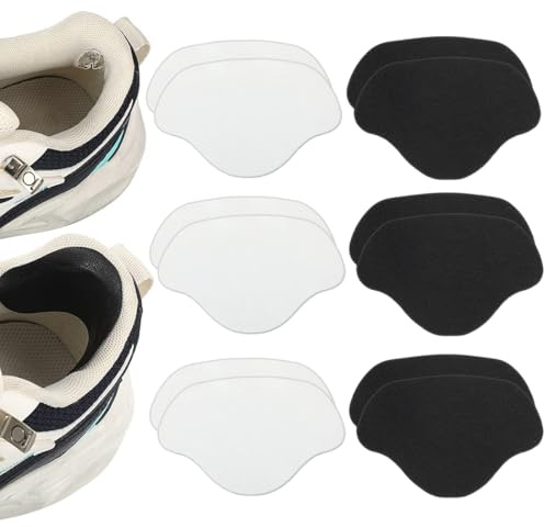 WUSJCOF 6 Paia Patch di Protezione del Tallone, Riparazione del Foro della Scarpa Autoadesiva, Proteggi Tallone per Scarpe in Pelle e Microfibra, Cuscinetti per Sneaker e Altri Tipi (Nero + Bianco)
