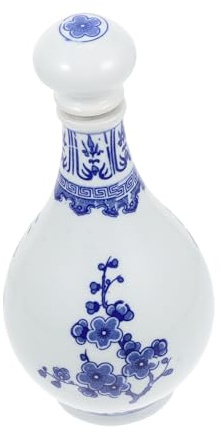 DINHEAROM Blue and White Ceramic Wine Bottle Storage Jar for Fermenting Sealed Canister for Wine Storage for Kitchen Dining Display