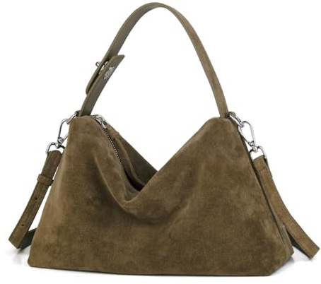 DONNAIN Borsa a tracolla in pelle scamosciata di alta qualità da donna, borsa a tracolla morbida in pelle scamosciata con regolabile e borsa tote