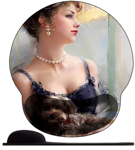 3D Tapis de Souris Ergonomique - Tapis de Souris Gamer avec Repose Poignet, Confort avec Repose- Gaming Mouse Pad pour Ordinateur Portable -Chien Animal élégant