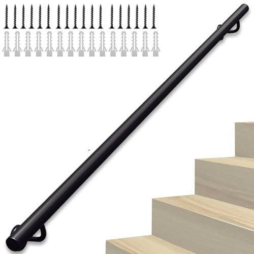 Ledstång för trappor, 80cm 1m 120cm 1.5m 180cm 2m 240cm 3m Trappräcken, Väggmonterat trappräcke, Balustrad för villa/korridor/trädgård, Stödräcke för utomhusbruk(330cm)