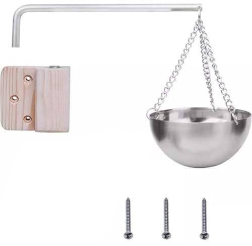 CashMuch Bol aromatique Htable en acier inoxydable de 12 cm avec chaîne pivotante pour sauna et spa, diffuseur d'huiles essentielles avec accents en bois
