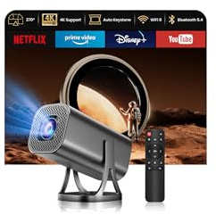 Vidéoprojecteur Portable Projecteur Video WiFi 6 Bluetooth 5.4, Native 1080P 4K Supporte, 270° Rotation Auto Keystone, Projecteur Video pour Home Cinéma en Extérieur, Compatible HDMI/USB/TV Stick