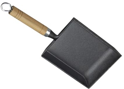 RUNROTOO Padella di Ghisa Quadrata Antiaderente per Frittata e Uova, Pentola Multifunzionale in Ferro Manico in Legno, per Cucina Giapponese e Barbecue