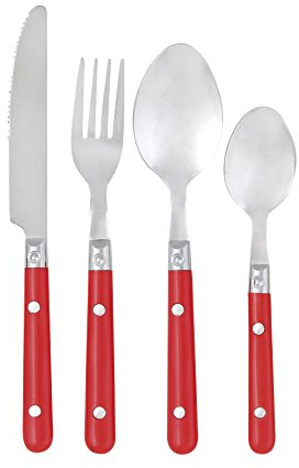 Pradel Heritage Smart 24 Pezzi in Acciaio Inox Manico in plastica Rosso, Inossidabile, 0 cm