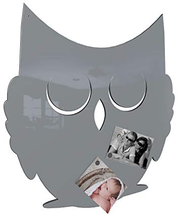 Colours-Manufaktur Eule Magnetwand - viele XXL groß Hochglanz (RAL 7040 fenstergrau glänzend [wie grau oder anthrazit])