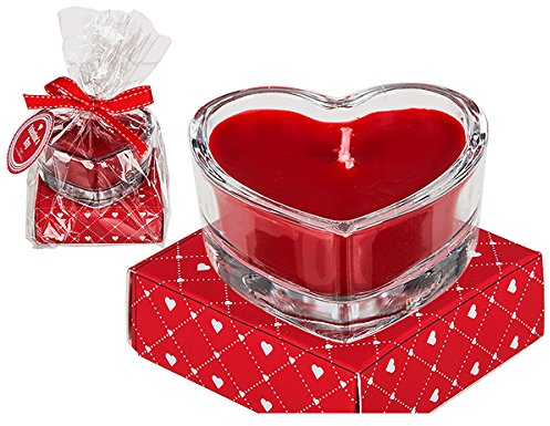 Duftkerze (Rose) im Glas, Herzform, ca. 8 x 8 cm