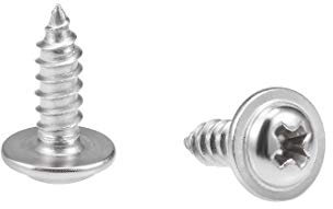 sourcing map 2.6x8mm Self Tapping Screws Phillips Pan Head with Washer Screw 304 Stainless Steel Fasteners Bolts 50Pcs