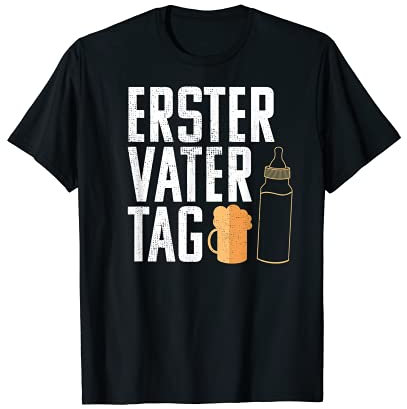 Erster Vatertag Tshirt: Bollerwagen + Bier + Baby Schoppen T-Shirt