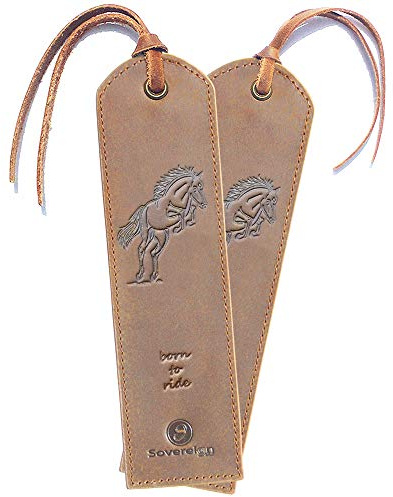 Handgefertigtes Leder Lesezeichen Mit Pferd Design + Traditionellem Quasten Lesezeichen Echtleder Einzigartige Geschenke Für Frauen, Männer, Kinder & Freunde - 2 Leather Bookmarks