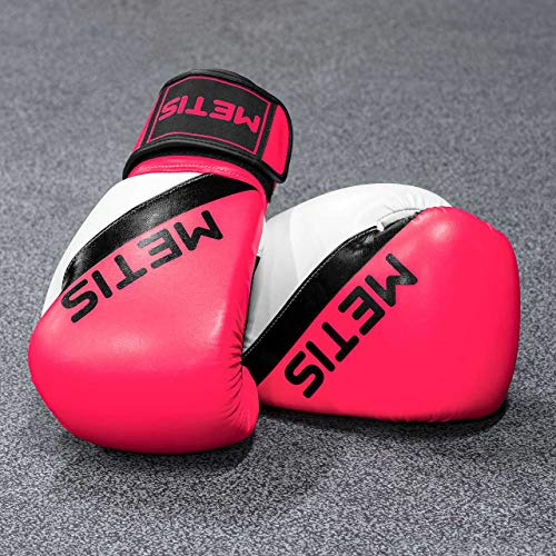 METIS Boxing Gloves | 6oz - 16oz Weighted Gloves for Boxing, MMA, Sparring, Martial Arts & Kickboxing Training | Workout Punching Gloves for Men & Women (12oz, Pink)