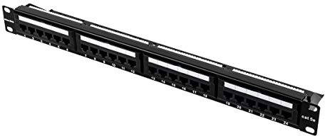 Aiten Data Patch Panel/Panel de Parcheo con 24 Puertos 1U Cat. 5e UTP para Armarios Rack con Numeración de Tomas, Bridas y Tornillos de Instalación