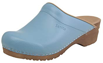 Sanita Sandra Mule Clog | Original Handmade Flexible Leather Clog for Women | Maximum stability | Anatomical shaped footbed with soft foam | Shock absorbing heel | Turquoise | 38