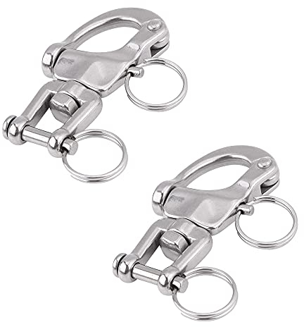 Snowtain 2Pcs Swivel Snap Anchor Shackle Rigging,Quick Release Shackle Boat,Snap Swivel Shackle, 304 Stainless Steel Quick Release Eye Bail for Sailboat Spinnaker Halyard(70mm)