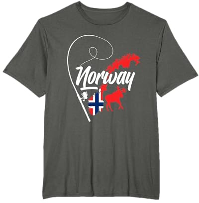 Norwegen Urlaub Norwegen Landkarte Angel Norwegen Elch T-Shirt