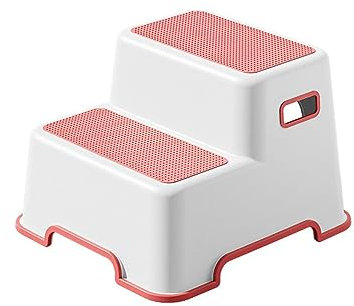 Amagogo Zweistufiger Hocker für Kleinkinder, Badezimmerhocker, Rutschfester Tritthocker für das Toiletten-Töpfchentraining, Rot