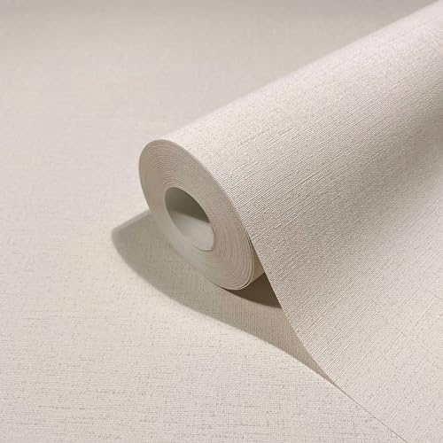 marburg Tapete Beige Textiloptik Modern Uni für Wohnzimmer Schlafzimmer Büro Made in Germany 10,05m x 0,53m