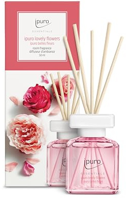 ipuro - Essentials rumsdoft härliga blommor 50 ml | fräschare med ylang ylang, ros, liljekonvalj, vanilj och mysk doft arom | diffuser med pinnar | luftrenare för hemmet