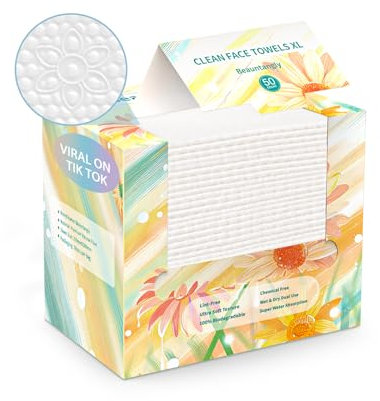 Beauntangly Disposable Face Clean Towels XL, Face Cloths for Skin Care, Thick Lint- free Ultra Soft Dry Wipes for Makeup Removing, Cleaning, Traveling, 10-Inch X 12-Inch, 50 Count 1 Pack