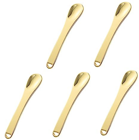 MUSISALY Makeup Dig Scoops 5pcs Zinc Alloy Cosmetic Eye Cream Spoons Portable Small Massage Spatulas for Skincare and Travel