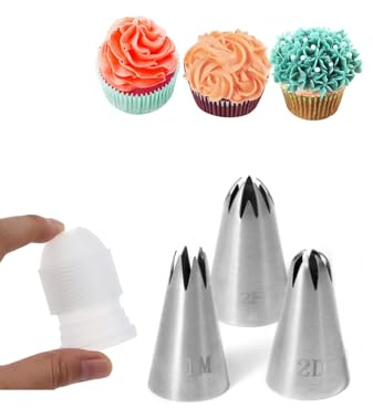 1M 2D 2F Piping Nozzle and Coupler,Star Tips for Piping Rosettes,Drop Flowers,Large Swirls,Churros and More