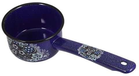 OFFSCH 1pièce Casserole à Lait Émail Vintage Pot à Eau Rétro Avec Ustensile De Cuisine Pratique Pour Maison Bleu Blueberry Flower