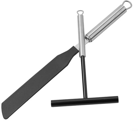 2PCS Crepe Spreader and Spatula Set, Crepe Pan Maker Batter Spreader Spatula Cake Turner Kitchen Utensils Stainless Steel Crepe Spreader Tool
