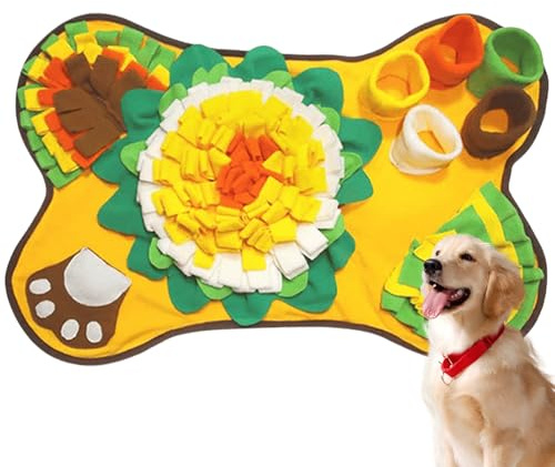 BAIFULAI Tappeto Annusatore per Cani: 1 Pezzo Giocattolo Interattivo, Tappeto per Annusare, Adatto per Interni ed Esterni (64x43cm, Giallo)