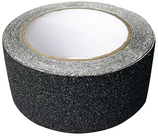 PROlac Anti-Rutsch-Klebeband (50 mm × 5 m) | Selbstklebendes Antirutsch Band in Schwarz | Anti-Rutsch-Tape als Treppen-Rutschschutz, Griptape-Skateboard | Haftet auf Beton/Holz/Metall/Kunststoff