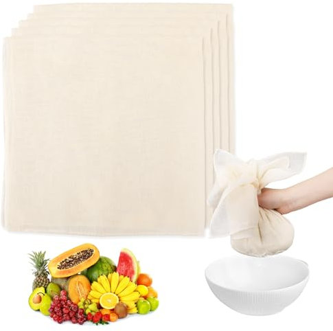 8 Stück Passiertuch 100% Baumwolle Käsetuch Ungebleicht Cheesecloth Passiertuch Wiederverwendbar Abseihtuch 50 x 50cm Geeignet zum Abseihen von Saft, Joghurt und Käse