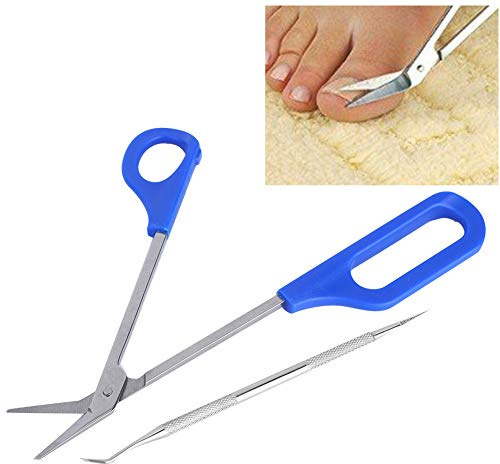 Fyearfly Ciseaux à ongles à long manche, ciseaux à ongles d'orteils étendus et pédicure, coupe-ongles en acier inoxydable, pour enlever les peaux mortes des ongles des doigts et des orteils