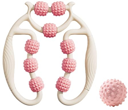 XFSRG Faszien Massageball mit 360° Kugeln Massage Roller für Beine Rücken und Arme Massagegerät Fuß und Körper aus ABS Druckfest Muskelentspannung (Rosa)