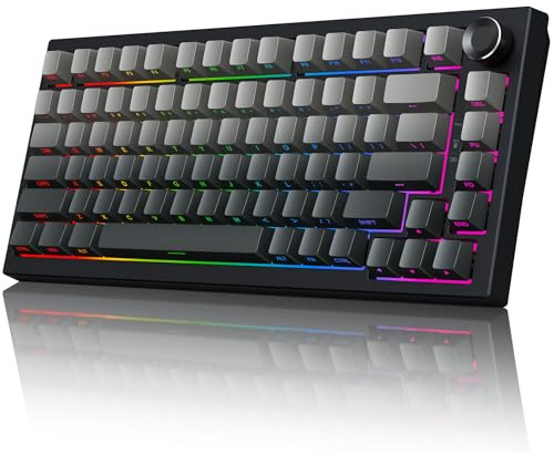 Gurjot Wireless Mechanical Keyboard, 75% Hot Swappable Custom Keyboard with Knob,PBT Keycaps,BT5.0/2.4GHz/USB-C,RGB Backlit, Mechanical Gaming Keyboards for PC/Tablet/PS/Xbox