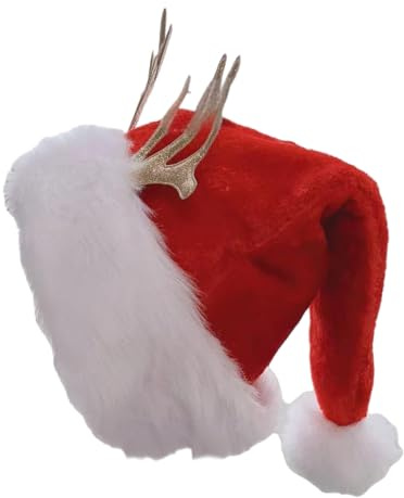 Aurgiarme Sombreros de Navidad para adultos, campanas de Papá Noel con cuernos de ciervo para festivales, reuniones familiares y amigos, accesorio de fiesta, campanas de Papá Noel