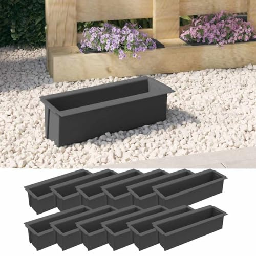 Frdhee Blumenkübel Pflanzkasten, Pflanzkasten für Europaletten 12 STK. Grau 36x13,5x9,5 cm PP für Garten, Teich, Balkon, Haustür & Eingangsbereich
