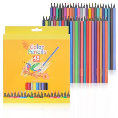 SZWLJ Färgläggningspennor, 48-färgers komplett set, mjukt stift & blandade färger, livfullt pennset för konst, vuxna & nybörjare, ritpennor för färgläggningsbok & skissning